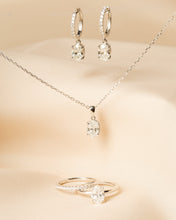 Load image into Gallery viewer, Diamond Oval Dangling Hoop Earrings