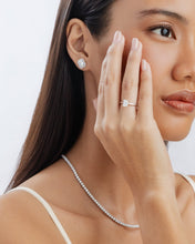 Load image into Gallery viewer, 2-Way Signature Emerald Cut Studs with Pave Halo