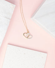 Load image into Gallery viewer, Mini Pavé and Gold Twin Hearts Necklace