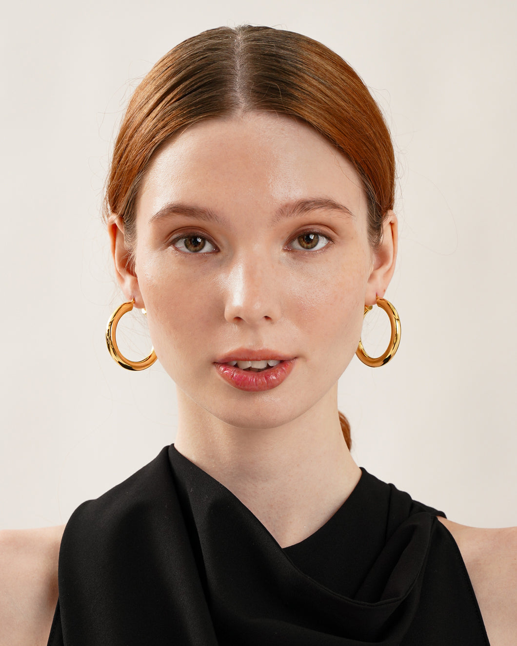 Tube Hoop Earrings in Yellow Gold