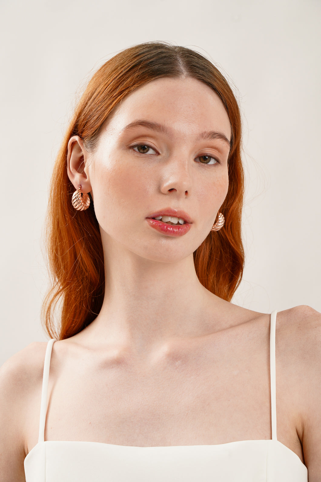 Croissant Earrings in Rose Gold
