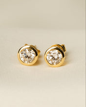 Load image into Gallery viewer, Essential Diamond Round Solitaire Bezel Earrings
