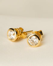 Load image into Gallery viewer, Essential Diamond Round Solitaire Bezel Earrings
