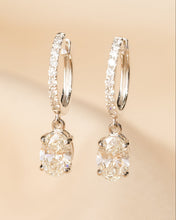Load image into Gallery viewer, Diamond Oval Dangling Hoop Earrings
