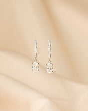 Load image into Gallery viewer, Diamond Oval Dangling Hoop Earrings
