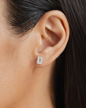 Load image into Gallery viewer, 2-Way Signature Emerald Cut Studs with Pave Halo
