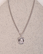 Load image into Gallery viewer, Sacred Heart and Virgin Mary Round Medal in White Gold
