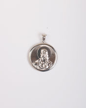 Load image into Gallery viewer, Sacred Heart and Virgin Mary Round Medal in White Gold
