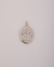 Load image into Gallery viewer, Sacred Heart and Virgin Mary Oval Medal in White Gold
