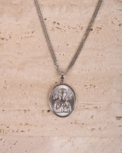Load image into Gallery viewer, Sacred Heart and Virgin Mary Oval Medal in White Gold
