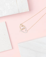 Load image into Gallery viewer, Pavé and Gold Twin Hearts Necklace
