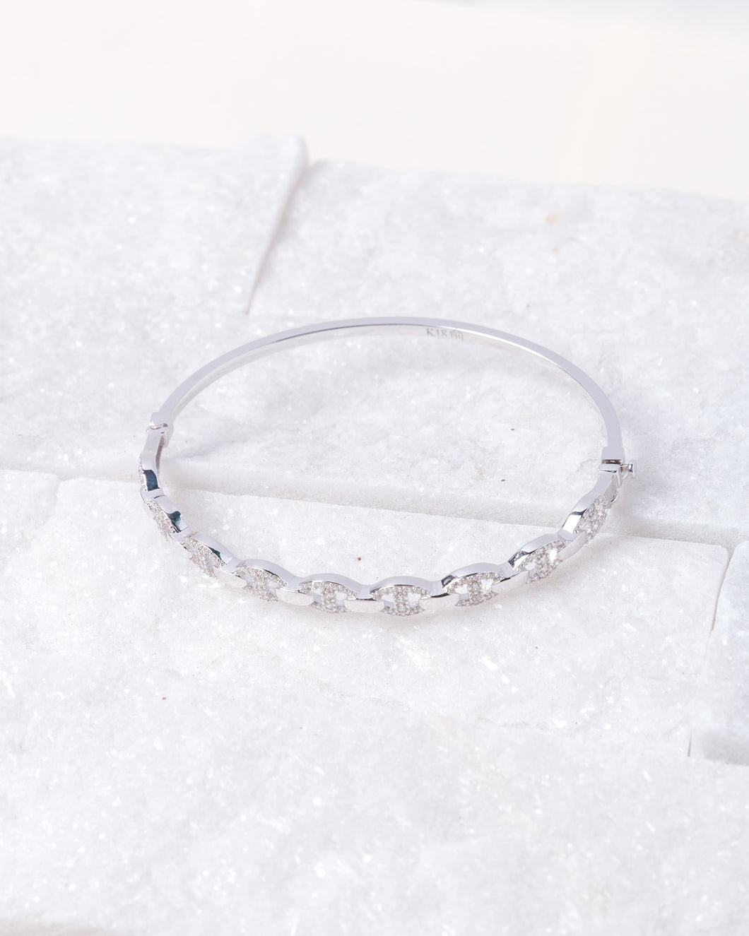White Gold Bangle with Pavé