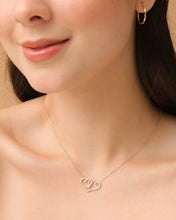 Load image into Gallery viewer, Pavé and Gold Twin Hearts Necklace
